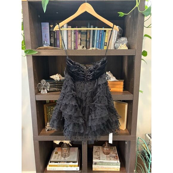 NWT For Love & Lemons Jourdan Black Lace Mini Dress With Gloves Size XS - Picture 4 of 10